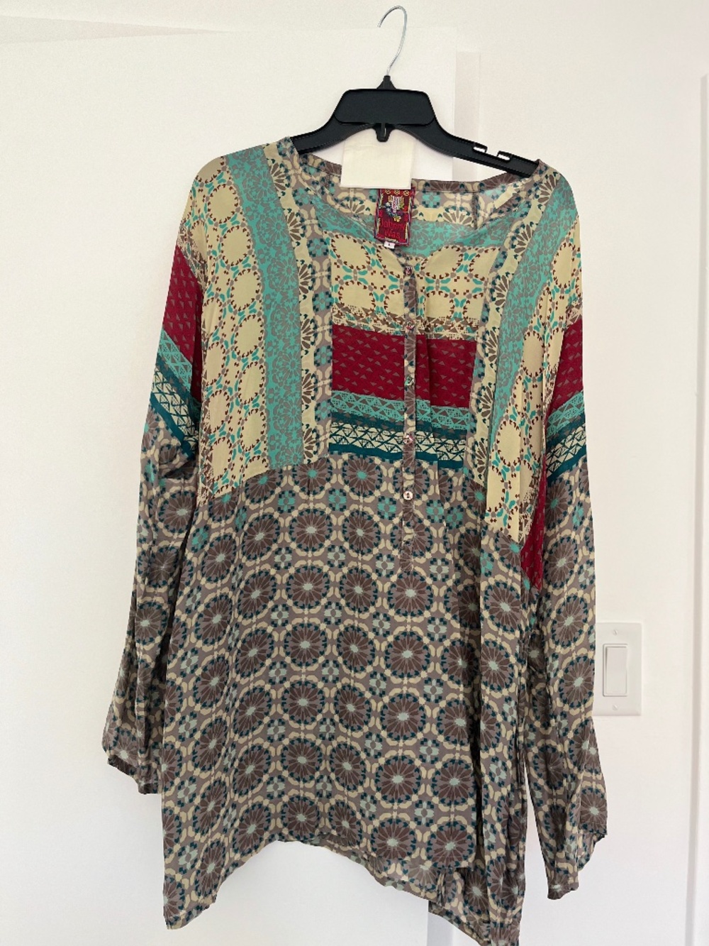 Johnny Was Boho Tunic Blouse – Whimsey Peasant Hippie Top – Size Large